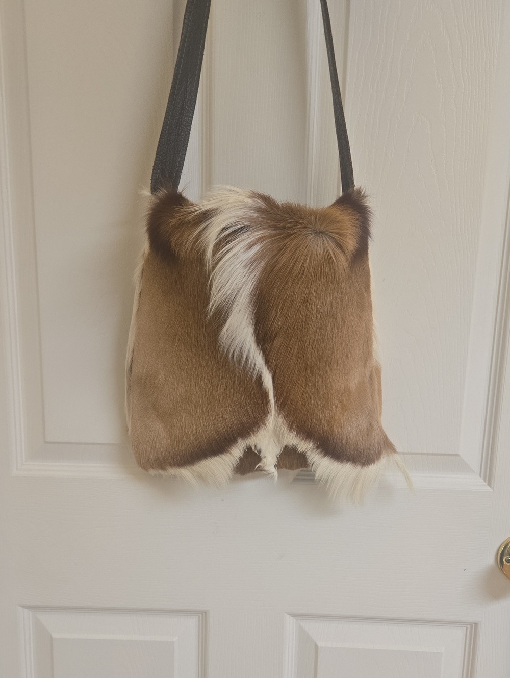 Genuine Springbok Brown and White Fur Shoulder/Crossbody Bag